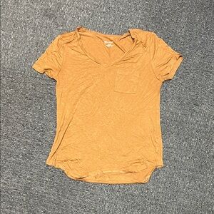 Women's V-Neck Pocket Tee - Mustard Orange